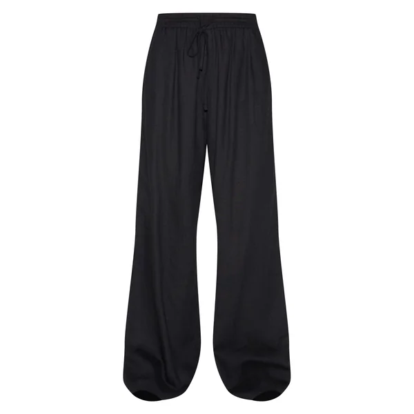 Noir Pantalon Large À Cordon De Serrage En Chiné Coordonné