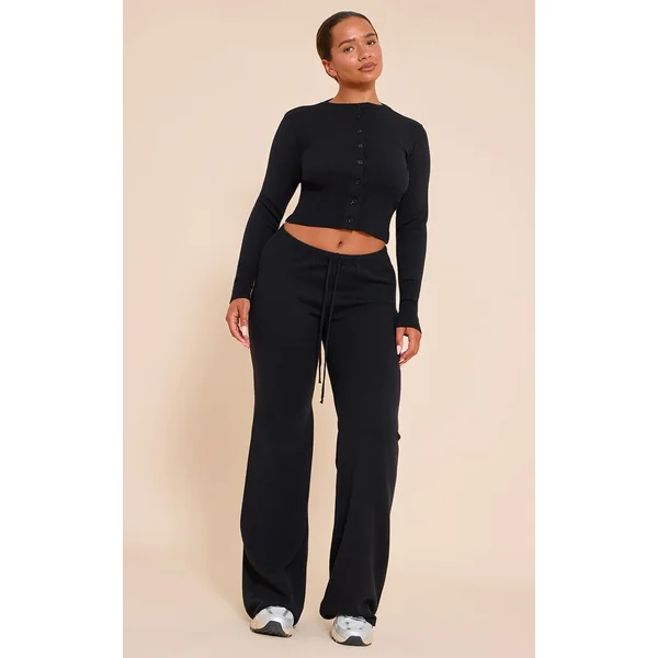 Noir Pantalon Taille Nouée En Maille Shape
