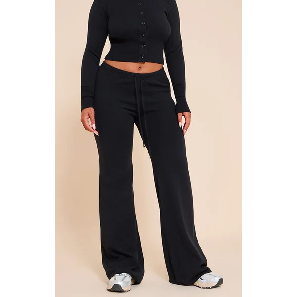 Noir Pantalon Taille Nouée En Maille Shape