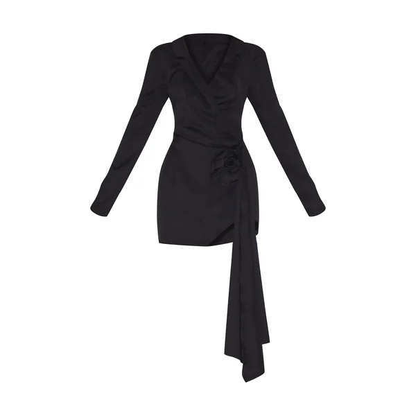Noir Robe Blazer À Détail Corsage Floral