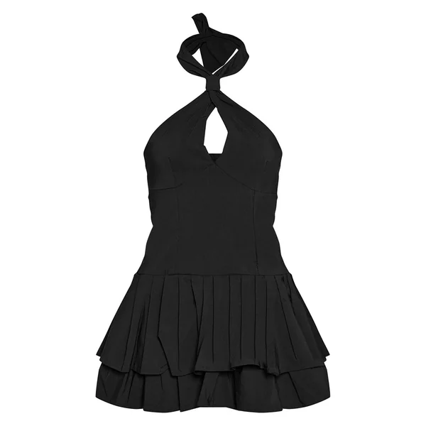 Noir Robe Courte En Tissu Stretch Avec Découpes Et Col Licou