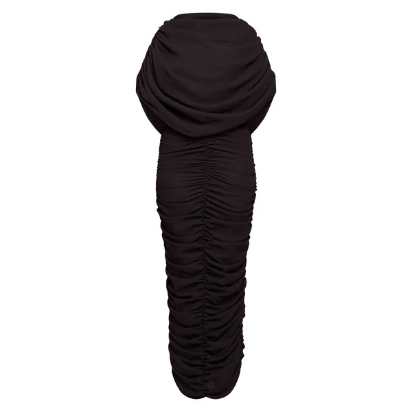 Noir Robe Longue Froncée À Détail Superposition En Mousseline