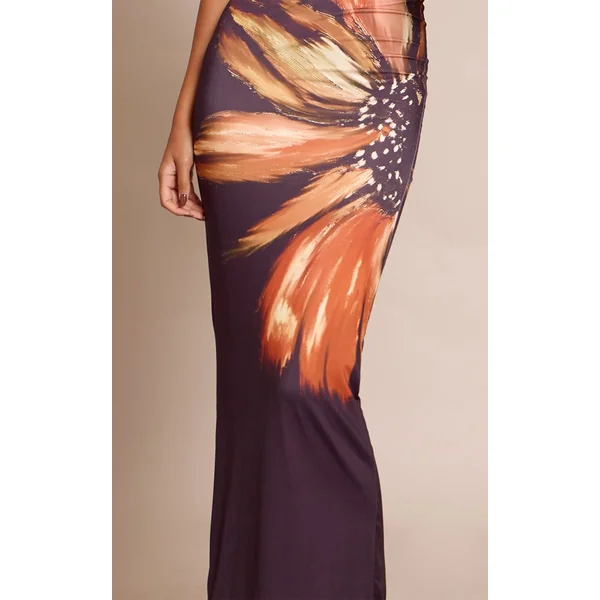 Noir Robe Maxi Bandeau À Imprimé Fleuri