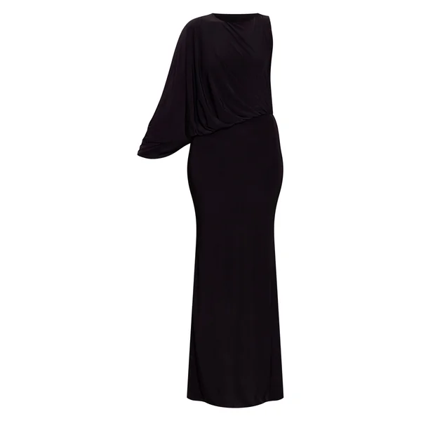 Noir Robe Maxi Décontractée Asymétrique En Tissu Soyeux