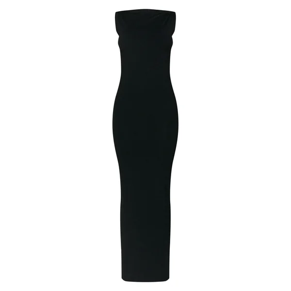Noir Robe Maxi En Maille Basique À Manches Asymétriques Torsadées