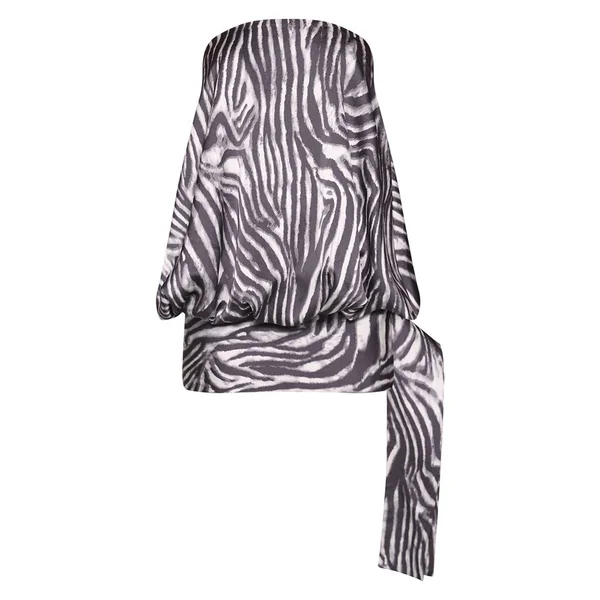 Noir Robe Mini Bandeau Drapée À Imprimé Zèbre