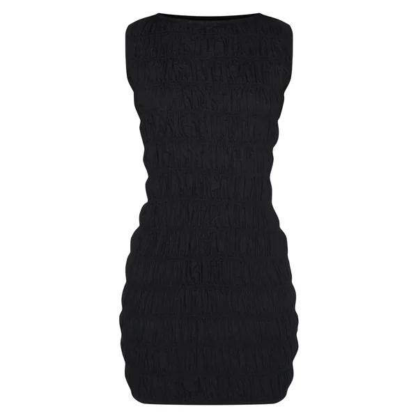 Noir Robe Moulante Froncée À Encolure Bateau