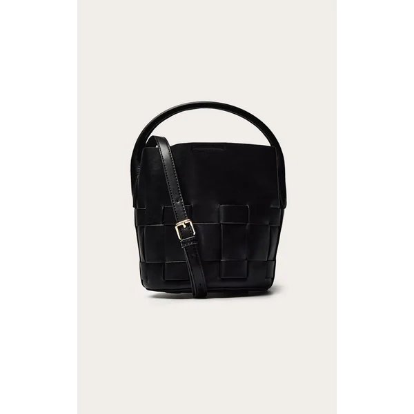Noir Sac Bandoulière En Synthétiquecuir Souple Avec Détail Tressé
