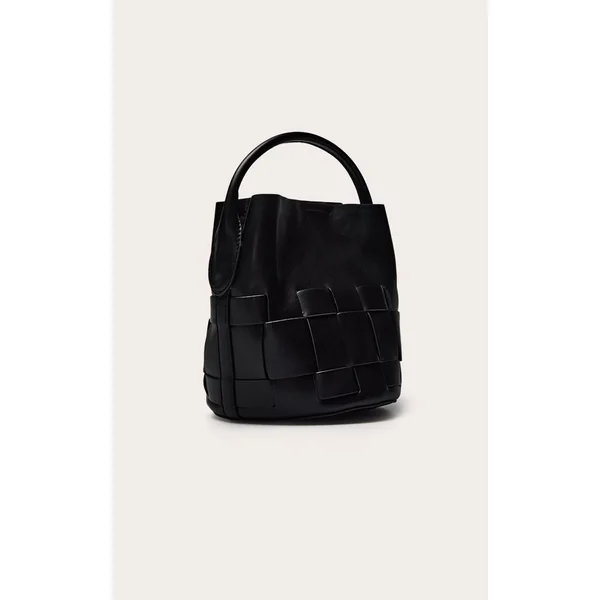 Noir Sac Bandoulière En Synthétiquecuir Souple Avec Détail Tressé