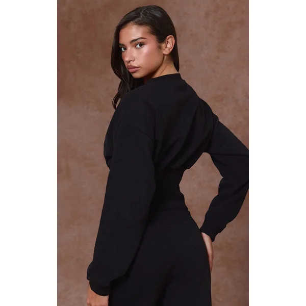 Noir Sweat-shirt Cintré À Boutons