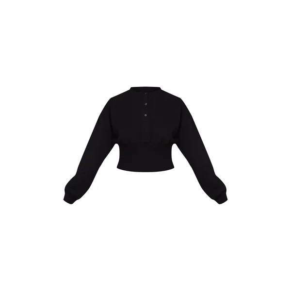 Noir Sweat-shirt Cintré À Boutons