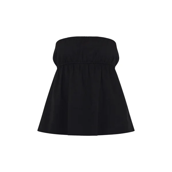 Noir Top Bandeau À Basque Effet Lin Tall
