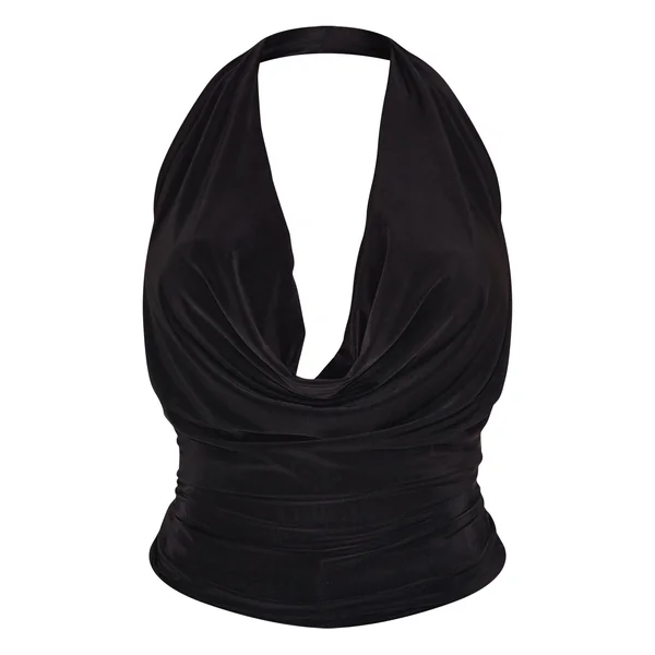 Noir Top Long Dos Nu À Col Bénitier Et Encolure Licou Shape