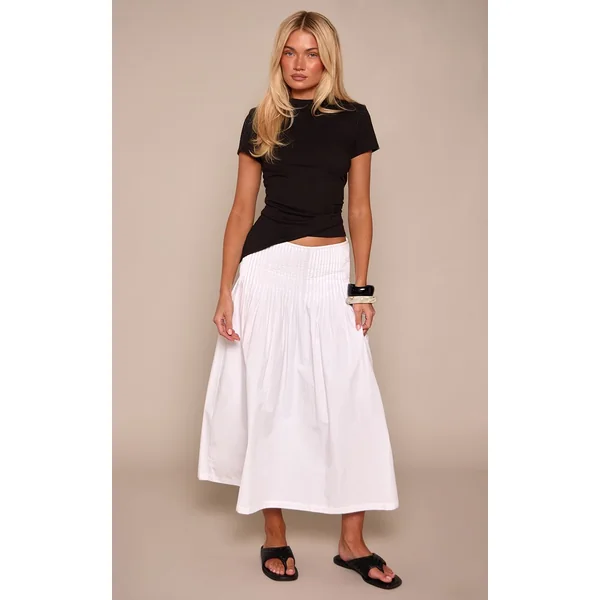 Noir T-shirt En Coton Avec Détail Drapé À La Taille