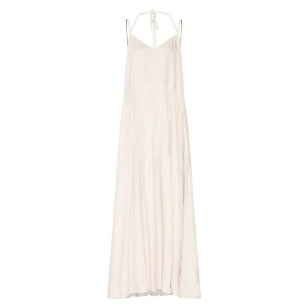Non Coloré Robe Longue Froncée À Bretelles