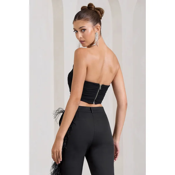 Obsessed | Haut de style corset en maille bandeau noir