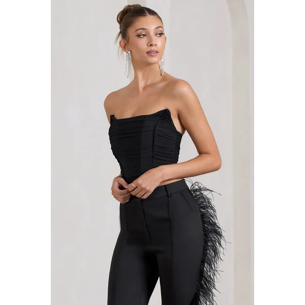 Obsessed | Haut de style corset en maille bandeau noir