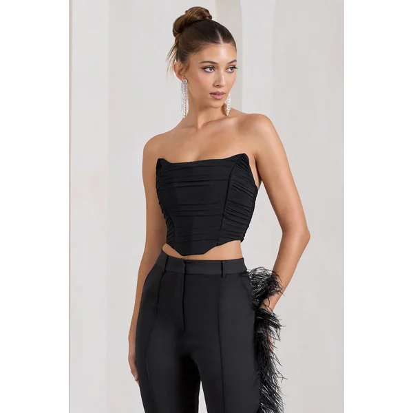 Obsessed | Haut de style corset en maille bandeau noir