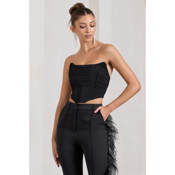 Obsessed | Haut de style corset en maille bandeau noir