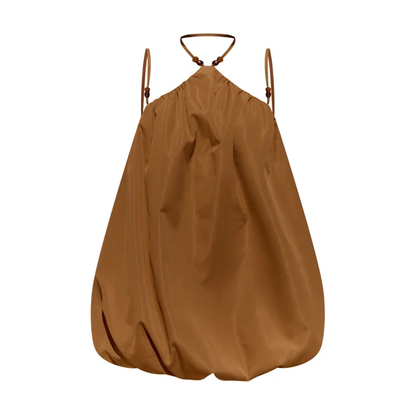 Ocre Foncé Robe Bouffante À Col Licou Avec Détails Perlés