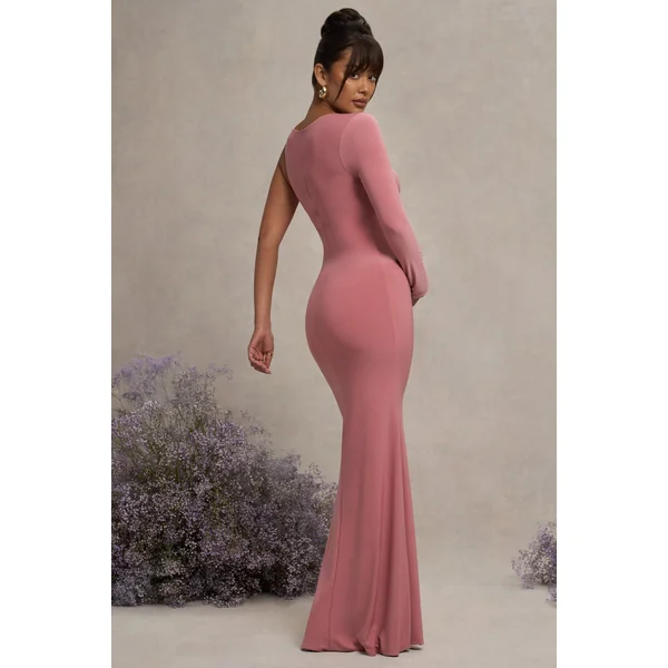 Oh Baby | Robe longue de maternite blush une epaule