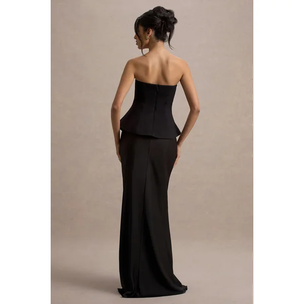Ohio | Robe longue noire corset sans bretelles