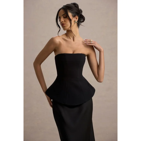 Ohio | Robe longue noire corset sans bretelles