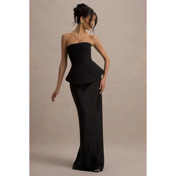 Ohio | Robe longue noire corset sans bretelles