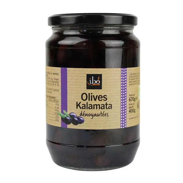 Olive noire Kalamata dénoyautée 400g net égoutté