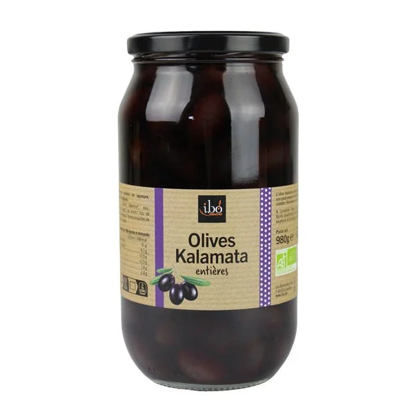 Olive noire Kalamata entière 620g net égoutté