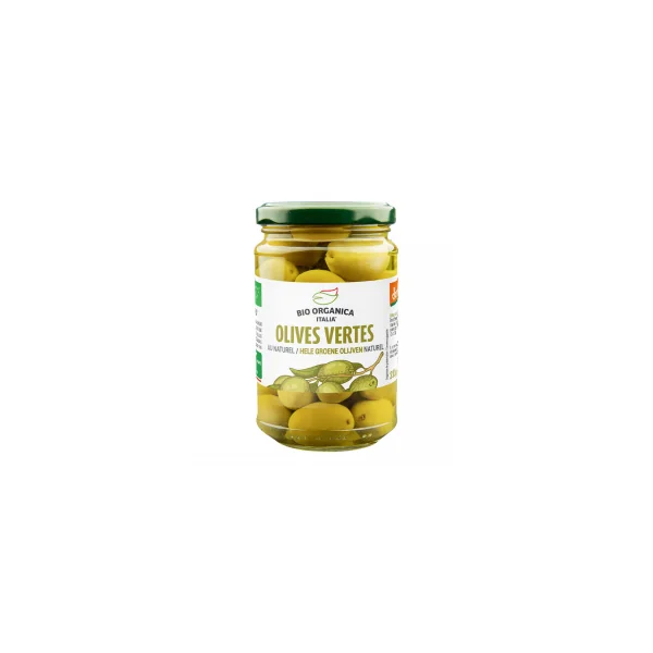 Olives vertes entières bio au naturel - 280g