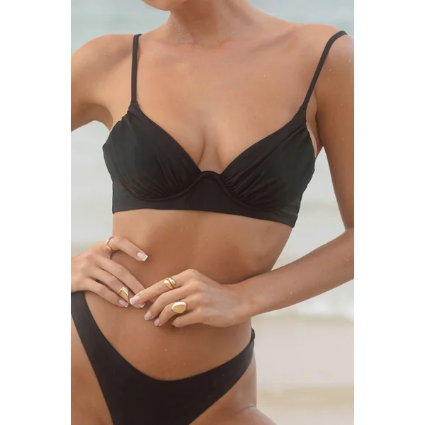Opal | Haut de bikini froncé noir