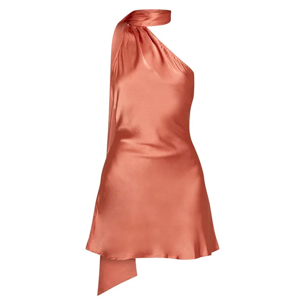 Orange Brûlé Robe Moulante À Détail Foulard En Satin Imprimé Fleuri