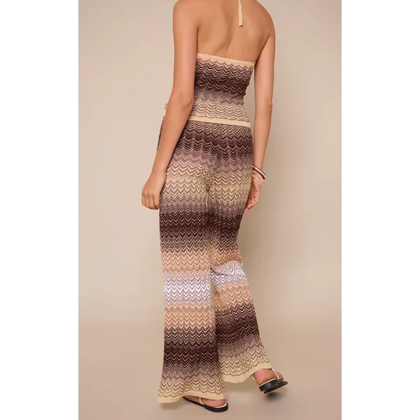 Orange Pantalon Large En Maille Chevron Avec Cordon De Serrage
