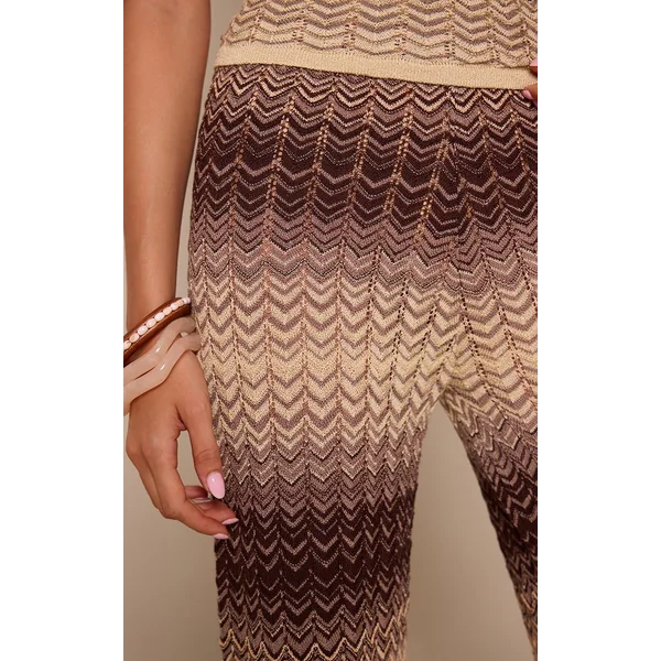 Orange Pantalon Large En Maille Chevron Avec Cordon De Serrage