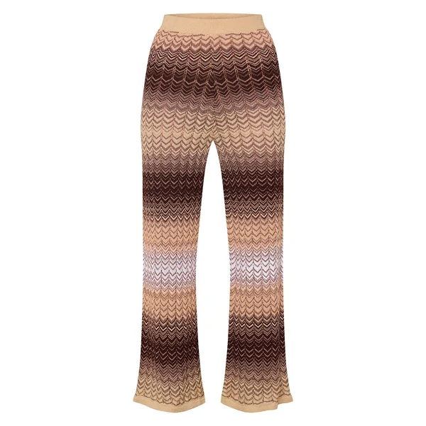 Orange Pantalon Large En Maille Chevron Avec Cordon De Serrage