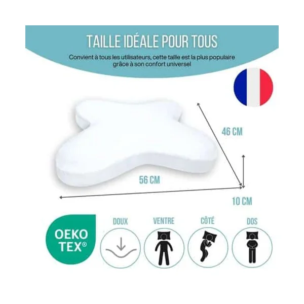 OREILLER PAPILLON PLAT MEMOIRE DE FORME - Oplus Médical