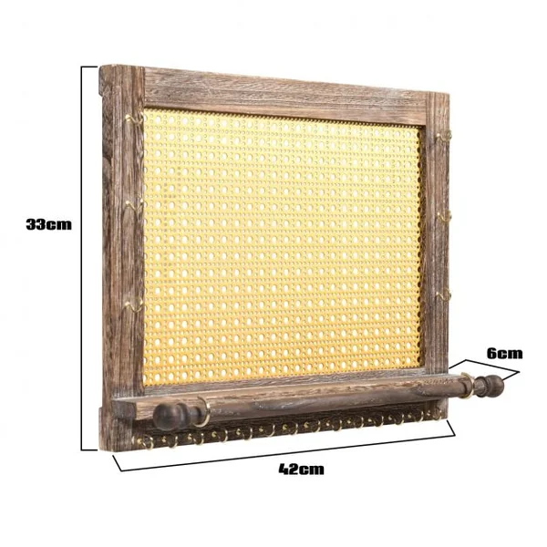 Organisateur de Bijoux Rustique Support Mural en Bois pour Boucles d'Oreilles Colliers Bracelets Brun