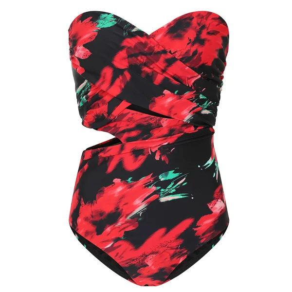 Oyster | Maillot de bain bardot croisé à imprimés multiples