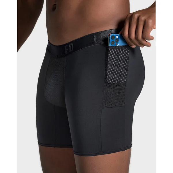 Pack de 4 boxers de sport longs avec poche latérale en microfibre