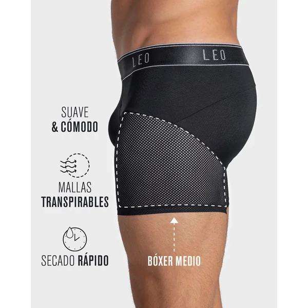 Pack de 5 boxers médium à séchage rapide avec collants en microfibre respirante