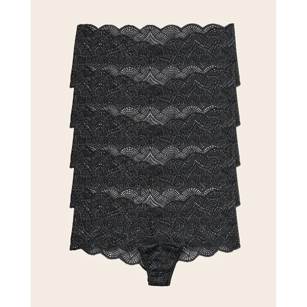 Pack de 5 culottes coquines en dentelle avec transparences et bords arrondis