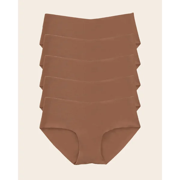 Pack de 5 culottes hipster invisibles ultra plates sans élastiques et peu de coutures