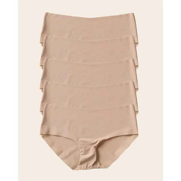 Pack de 5 culottes hipster invisibles ultra plates sans élastiques et peu de coutures