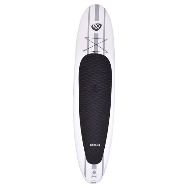 Paddle Gonflable Debout pour Adulte avec Pagaie et Accessoires Tapis Antidérapant en EVA, 335x76x15cm, Blanc Noir Gris