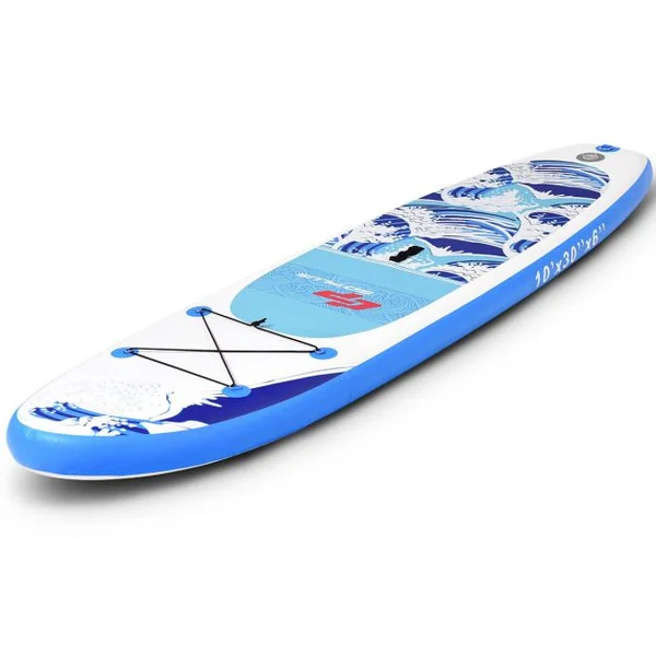 Paddle gonflable Paddle de surf gonflable pour adulte et débutant, avec pompe et aviron, sac à dos, 335x76x15cm, Bleu