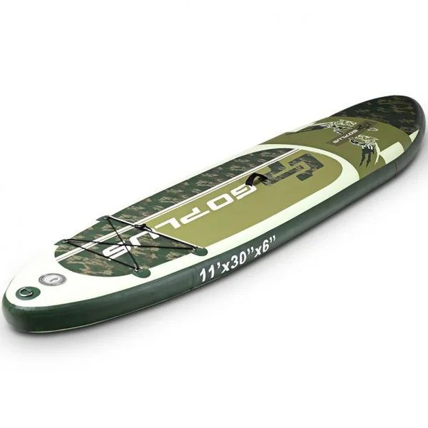 Paddle gonflable Paddle de surf gonflable pour adulte et débutant, avec pompe sac à dos aviron, 335 x 76 x 15 cm, Vert