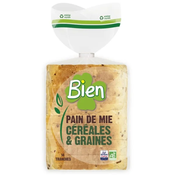 Pain de mie céréale graine tranché 500g