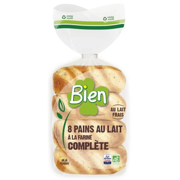 Pains lait farine complète (8) 280g