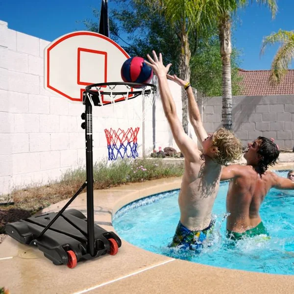 Panier de Basket-ball Portable Hauteur Réglable de 1,78m-2,08m en PE et Cadre en Acier Base 74x55x13cm Remplissable